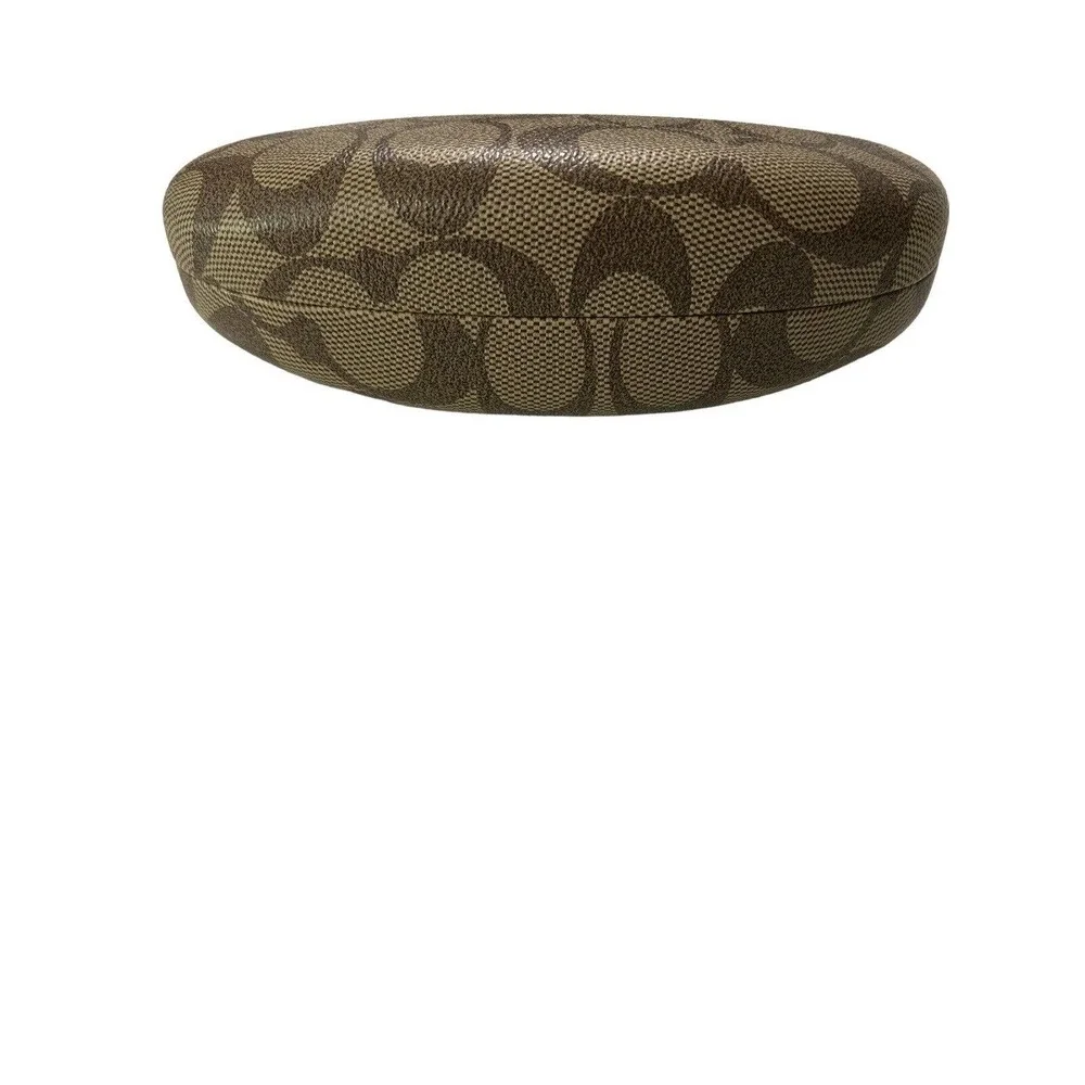 Coach Signature C Monogram Tan Brown Hard Clamshell Eye Glasses Sunglasses Case - Picture 2 of 11